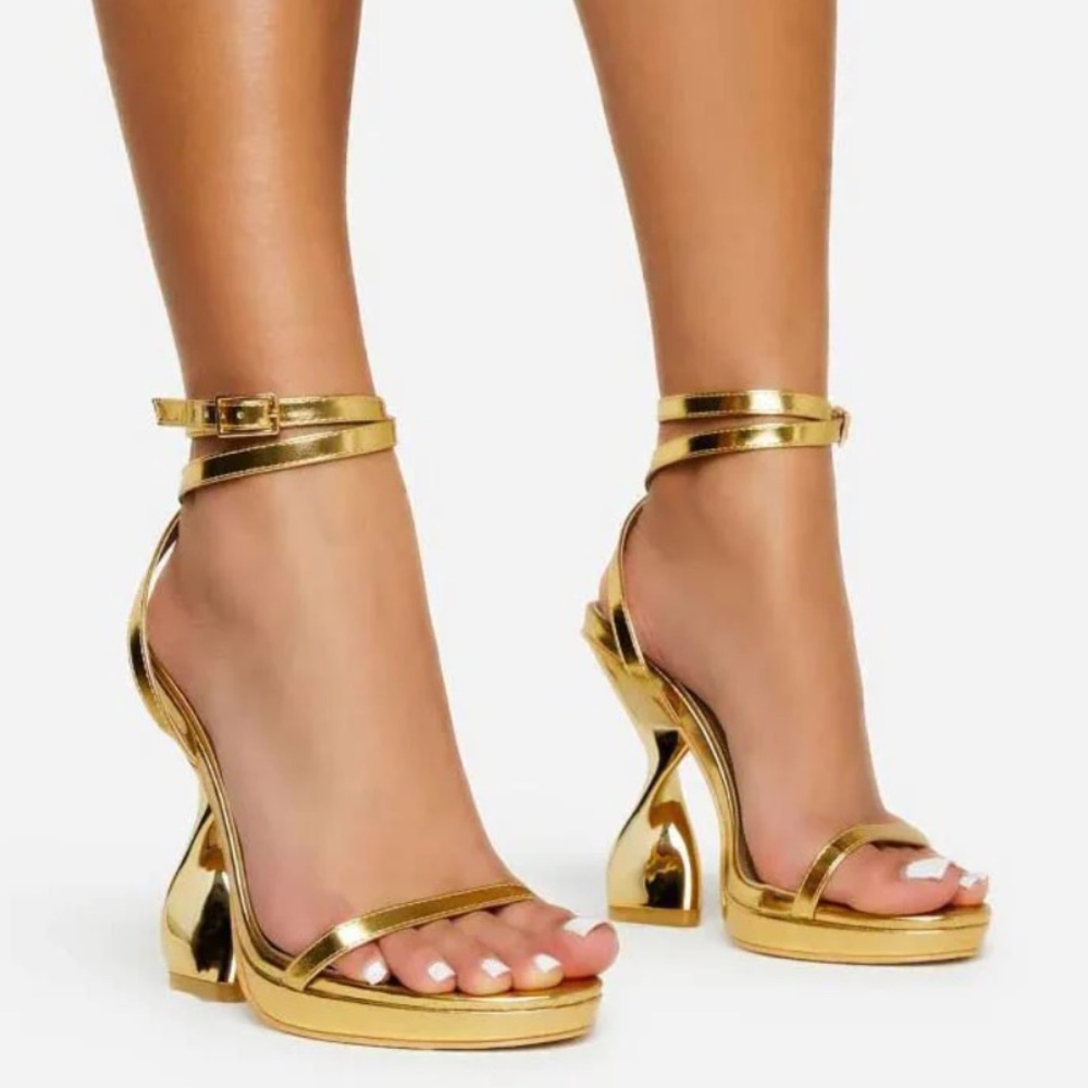 Metallic Gold Spiral Heels